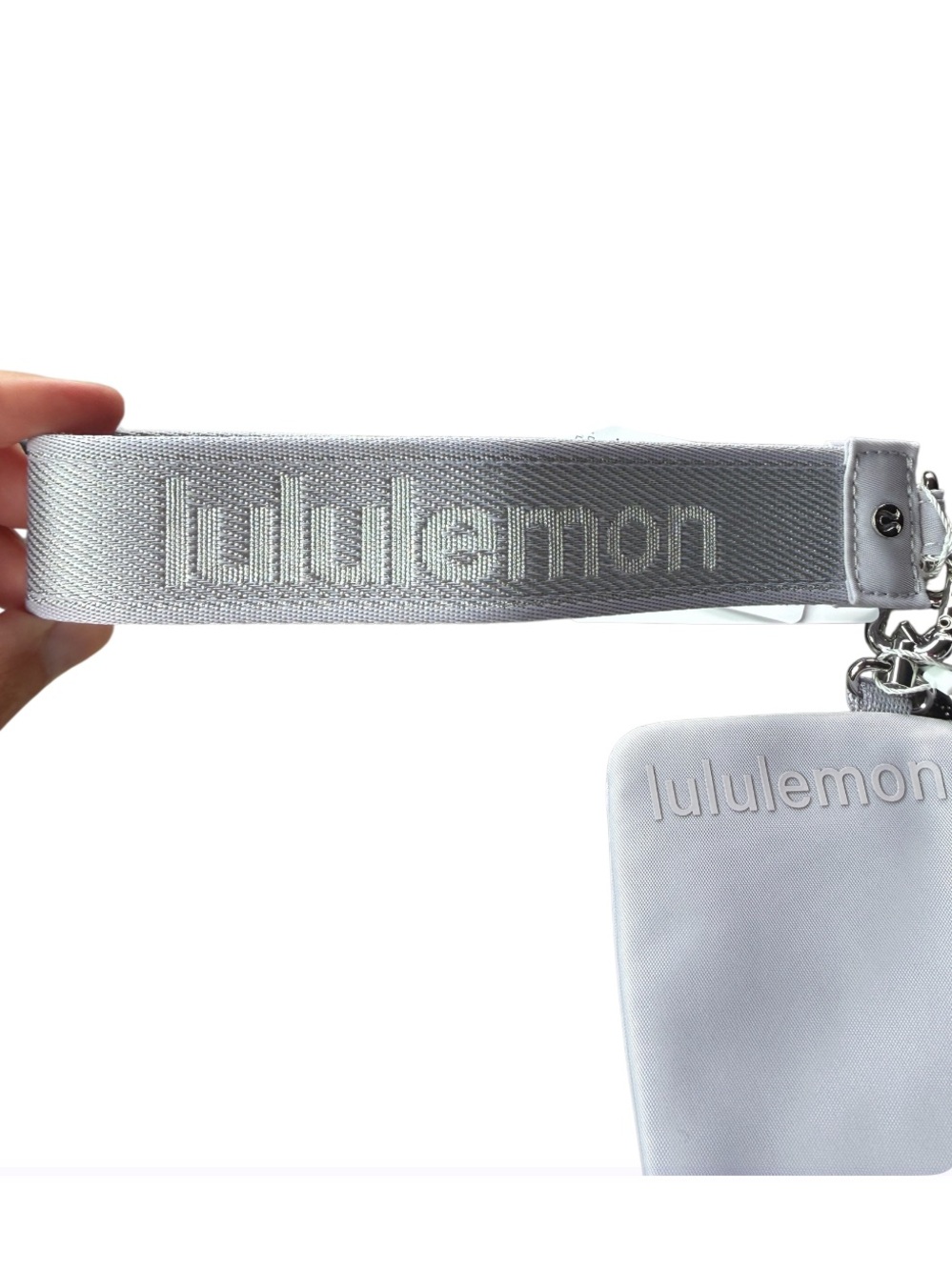 Lululemon NWT Lilac Ether Dual Pouch Wristlet Metallic Wordmark OS - Picture 7 of 9